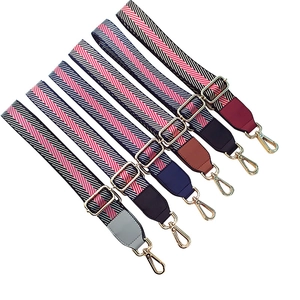 Adjustable Wide Shoulder Strap For Women Bag Durable Nylon Woven Replacement Belt With Metal Hooks Leather Ends Ethnic