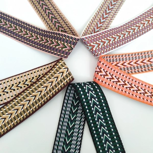 Adjustable wide woven shoulder straps with colorful geometric arrow patterns for handbags