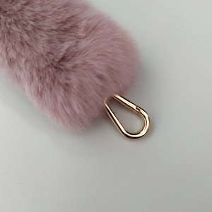 Pink faux fur plush handle strap with polished gold metal lobster clasp for bags