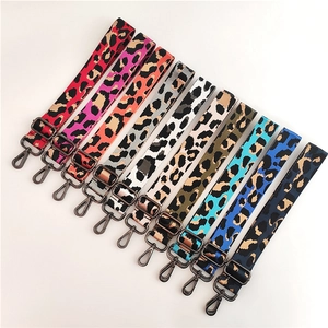 Selection of 10 colorful leopard print nylon bag straps with adjustable metal buckles