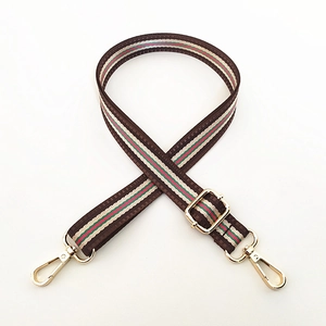 Adjustable 2.5cm crossbody bag strap with red and green stripes and gold hardware
