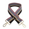 Adjustable woven cotton shoulder strap with colorful stripes and gold metal hardware