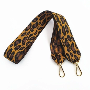 Fashion Leopard Print Wide Replacement Shoulder Strap For Handbags Crossbody Bags With Gold Metal Lobster Clasps Nylon Woven Bag Strap