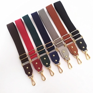 Adjustable cotton shoulder straps in multiple colors with gold metal hooks for handbags