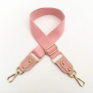 Pink adjustable canvas shoulder strap for handbags with gold swivel lobster clasps