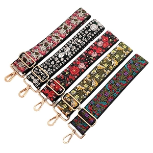 Ethnic Embroidered Wide Shoulder Strap For Bags Adjustable Replacement Floral Polyester Purse Strap Handbag Accessories