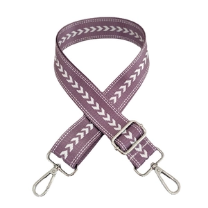 Verstellbarer 3,8 cm lila Nylon-Schultergurt mit V-Muster und silbernen Metallschnallen