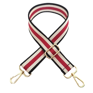 Adjustable colorful striped canvas wide shoulder strap replacement with gold metal buckles