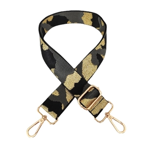 Adjustable camouflage pattern wide shoulder strap with golden metal swivel hooks