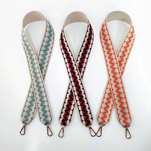 Women Ethnic Style Wide Woven Bag Strap Replacement Adjustable Jacquard Shoulder Strap With Metal Clasp For Crossbody Bag