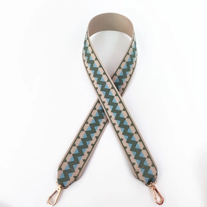 Ethnic style colorful wave pattern woven wide shoulder strap with gold metal hooks
