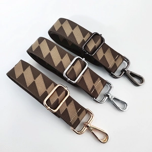 Adjustable geometric patterned shoulder straps with gold silver and black metal buckles