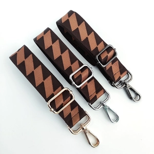 Adjustable colorful geometric patterned shoulder strap with durable metal swivel hooks