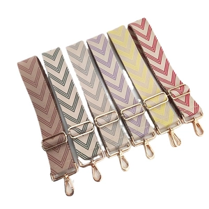 Adjustable colorful chevron pattern woven guitar straps for handbags with gold buckles