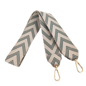 Wide herringbone canvas shoulder strap with gold swivel lobster clasps for handbags
