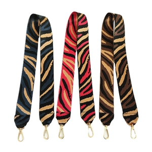 Adjustable Nylon Zebra Pattern Wide Bag Strap Multicolor Tiger Print Replacement Shoulder Strap With Gold Alloy Clasp For Women Handbags