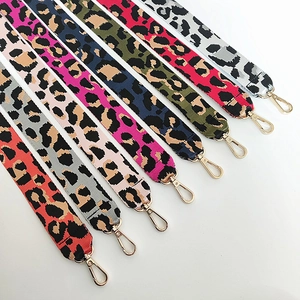 Lot de bandoulières réglables en nylon léopard avec mousquetons métalliques dorés