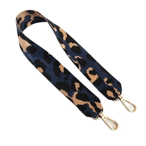 Bandoulière en nylon imprimé léopard avec crochets rotatifs en métal doré