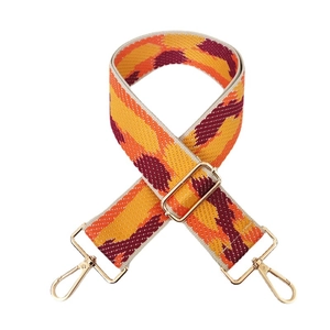 5cm wide adjustable shoulder strap with colorful geometric pattern and gold buckles