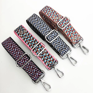 Ethnic style woven wide shoulder strap with silver metal buckles for crossbody bags