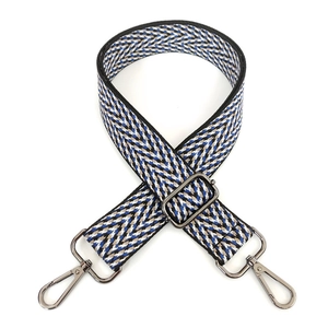 Detail of adjustable herringbone woven strap with durable gunmetal lobster clasps