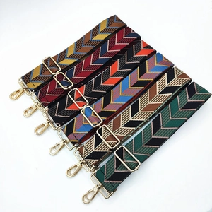 Ethnic Wide Shoulder Strap Replacement For Women Bags Adjustable Polyester Jacquard Woven Geometric Chevron Pattern Belt With Metal Hooks