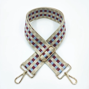 Tracolla regolabile in nylon a scacchi con fibbie dorate per borse a spalla e mano