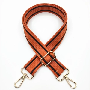 Adjustable wide replacement shoulder strap for crossbody bags with orange and black stripes