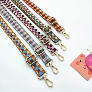 Adjustable 2.5cm woven shoulder straps for crossbody bags in various plaid patterns