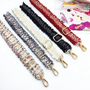 Verstellbarer 3cm Tweed-Schultergurt-Set in fünf Farben mit goldenen Metallhaken