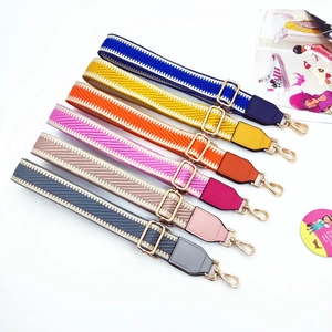 Adjustable woven replacement shoulder straps with gold hardware and leather ends in six colors
