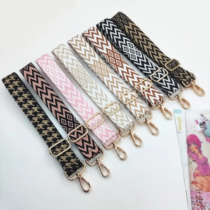 Adjustable Wide Embroidered Shoulder Strap For Crossbody Bags Polyester Striped Houndstooth Geometric Pattern Strap Replacement