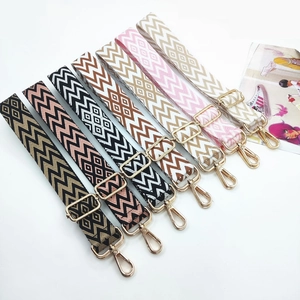 Adjustable colorful wide shoulder straps with gold metal hooks for crossbody bags