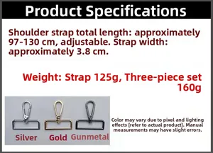 Detailed size specifications for adjustable crossbody phone strap with metal buckles