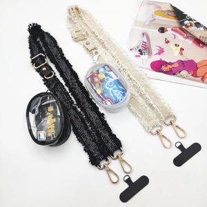 Adjustable Wide Polyester Woven Shoulder Strap For Bag Crossbody Strap With Mini Transparent PVC Pouch And Gasket For Women
