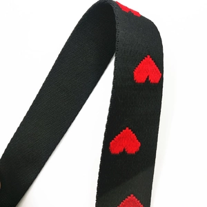 Adjustable wide shoulder strap with red heart patterns for crossbody bags and wallets