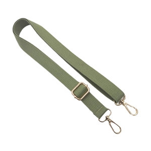 Adjustable 2.5cm cotton bag strap in olive green with gold metal swivel lobster clasps