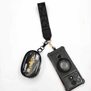 Multifunctional leopard print lanyard with transparent card wallet and magnetic phone case