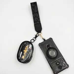 Set custodia telefono con cinturino leopardato e mini borsa per carte multifunzionale