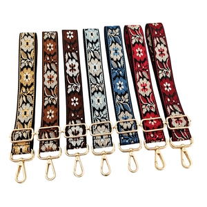 Set of 7 colorful bohemian style embroidered replacement shoulder straps for crossbody bags