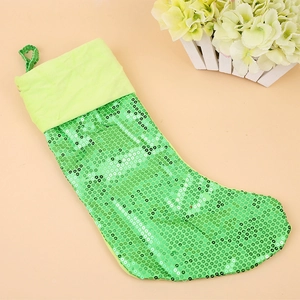 Sparkling green sequined Christmas stocking decoration with convenient hanging loop