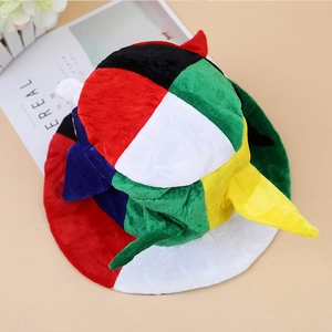 Colorful multi-point plush clown hat for Halloween masquerade and party cosplay events