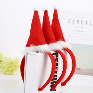 Serre-tête Mini Bonnet de Noël Pour Enfants Femmes Rouge Blanc Peluche Pompon Bande de Cheveux Pour Accessoires de Déguisement de Fête de Vacances