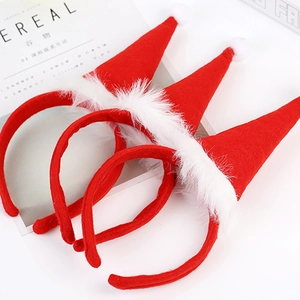 Trois serre-têtes bonnet de Noël rouges avec bordure en fausse fourrure blanche et pompon