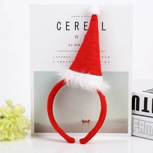 Serre-tête de chapeau de Noël festif avec bordure en fourrure blanche pour enfants