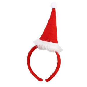 Serre-tête bonnet de Noël classique rouge et blanc en peluche pour fêtes de fin d'année