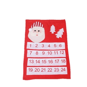 Christmas velvet advent calendar with 24 small pockets and Santa Claus applique