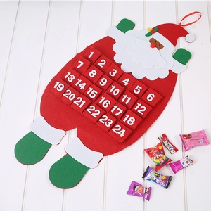 Felt Santa Claus advent calendar with 24 numbered pockets for Christmas countdown decoration