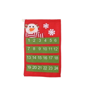 Calendrier de l'avent bonhomme de neige avec 24 poches en feutre pour décoration de Noël