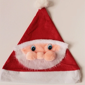 Classic red and white Santa Claus hat with big nose and plush beard for Christmas party